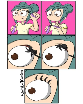 comic of a lady putting spiders behind her eye with their legs poking out to imitate regular lashes